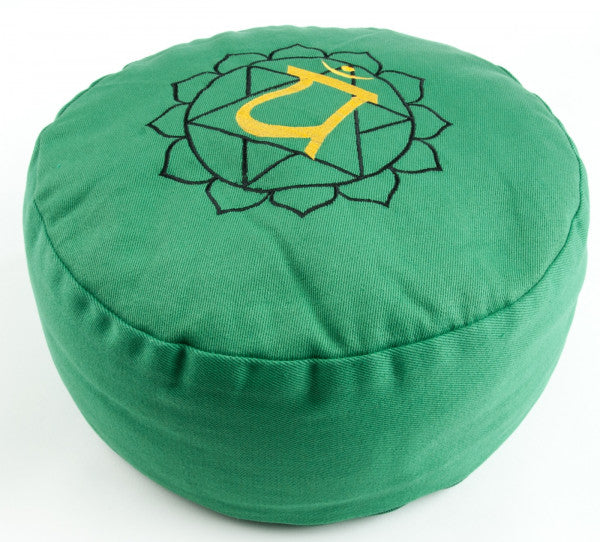 Blume des Lebens Meditationskissen grün mit Buchweizen gefüllt 30 x 15 cm